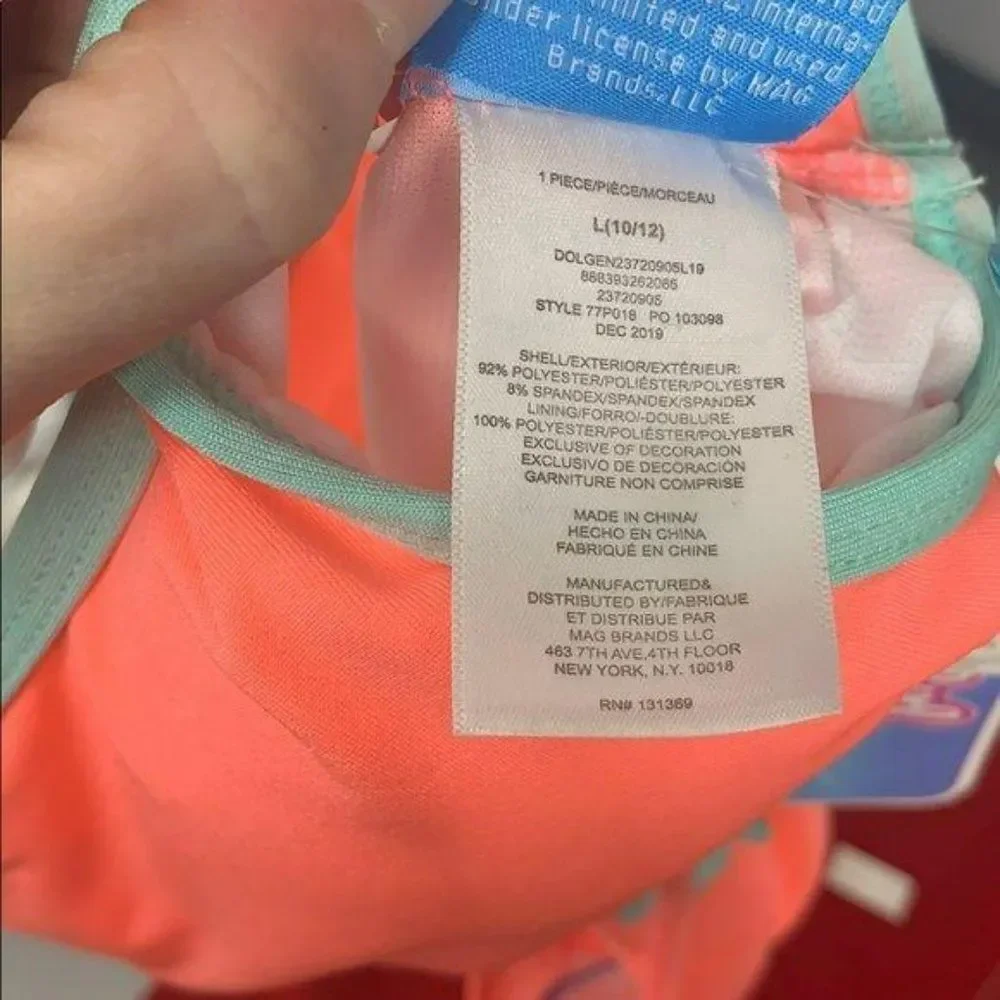 Candy Girl Mermaid Squad One Piece Small Bathing suit orange teal coral Swimsuit